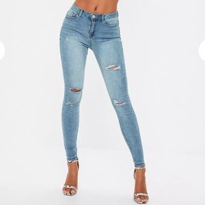 Misguided Tall High-Waisted Ripped Skinny Jeans